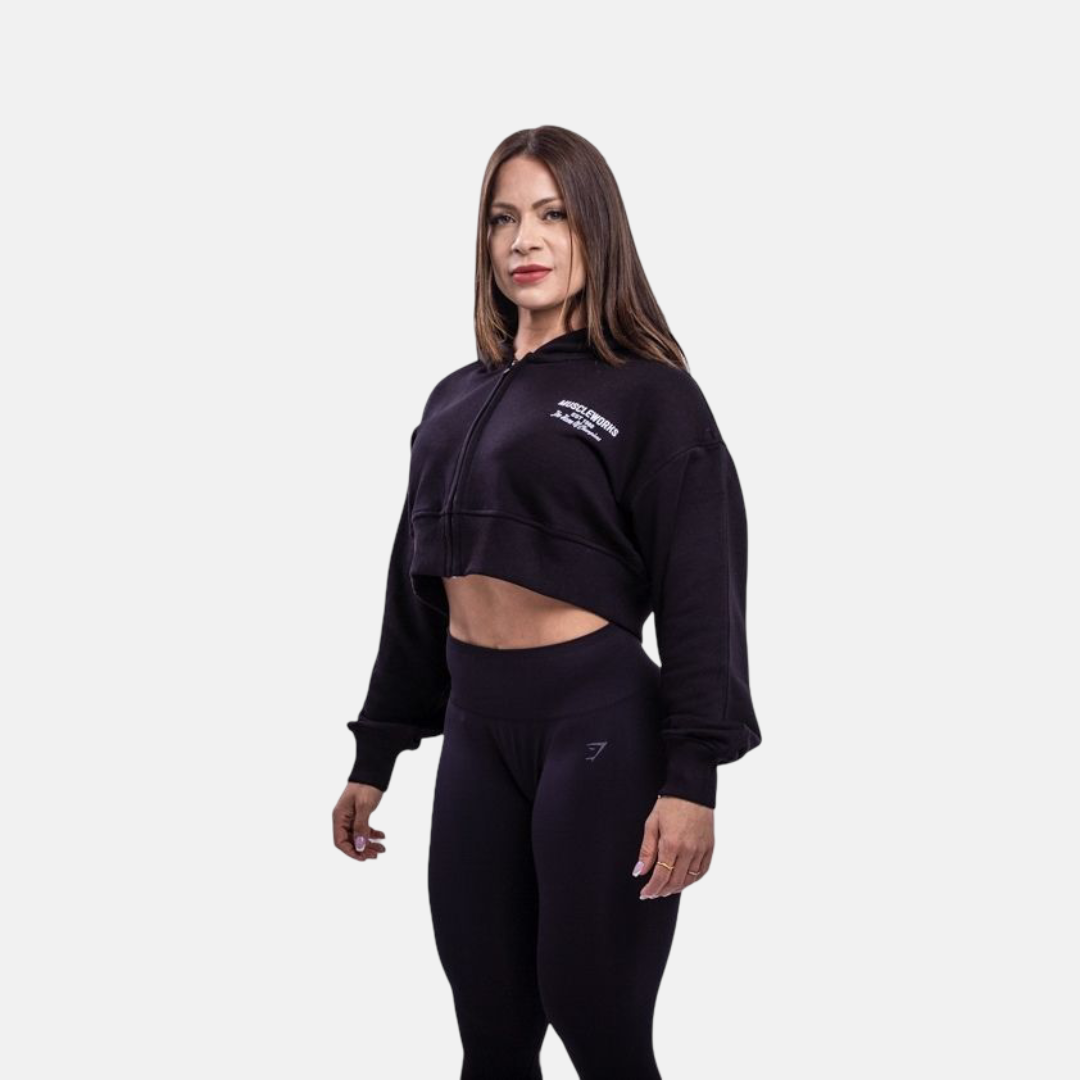 MW  Cropped Black Flutter-Sleeve