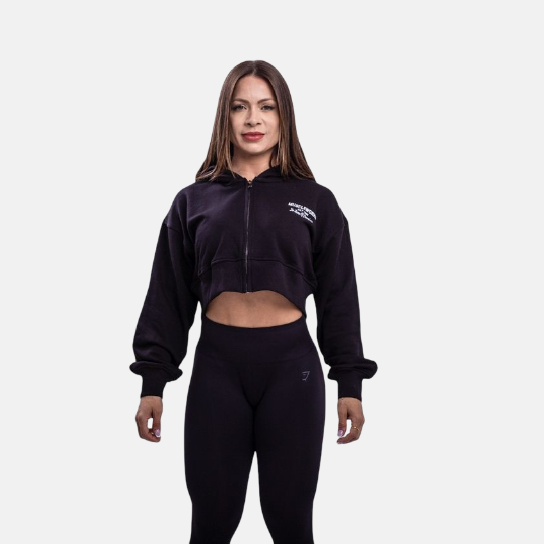 MW  Cropped Black Flutter-Sleeve