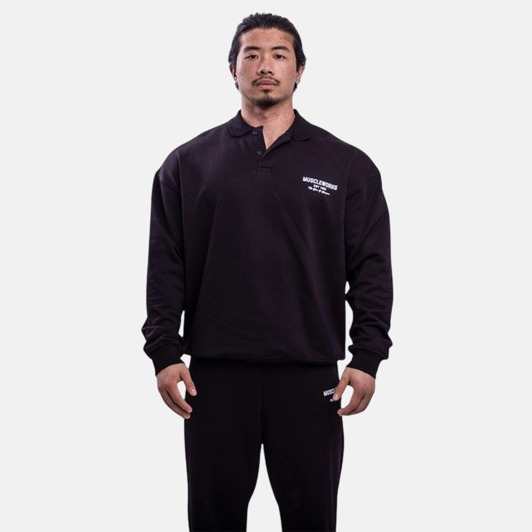 MW Onyx Long Sleeve Polo Shirt Black