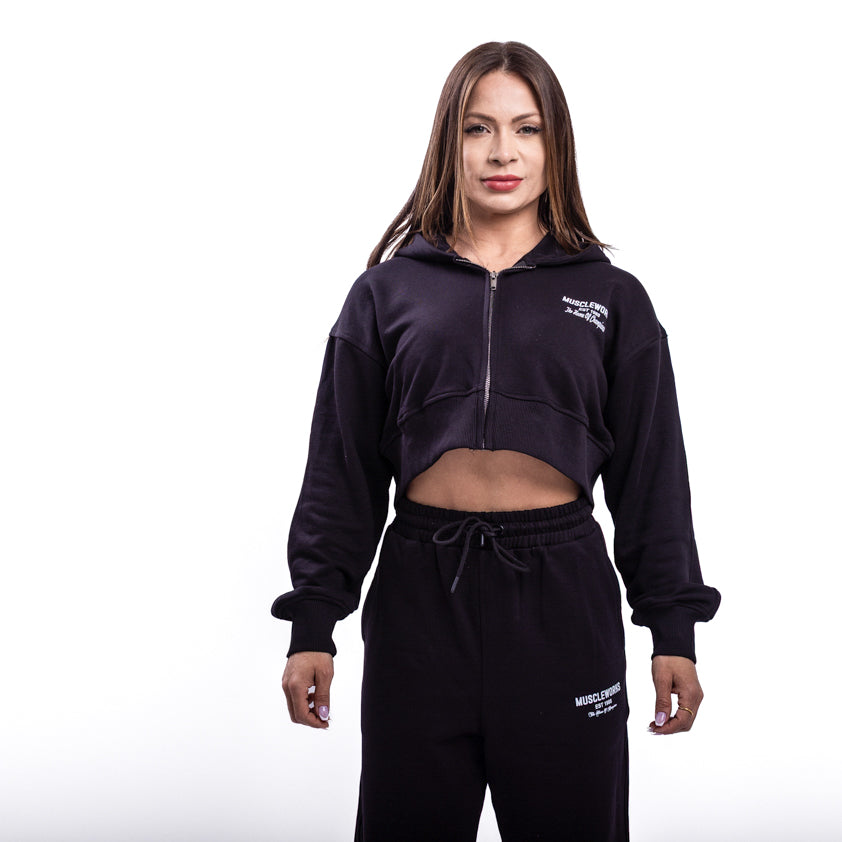 MW Zena Cropped Hoodie Black