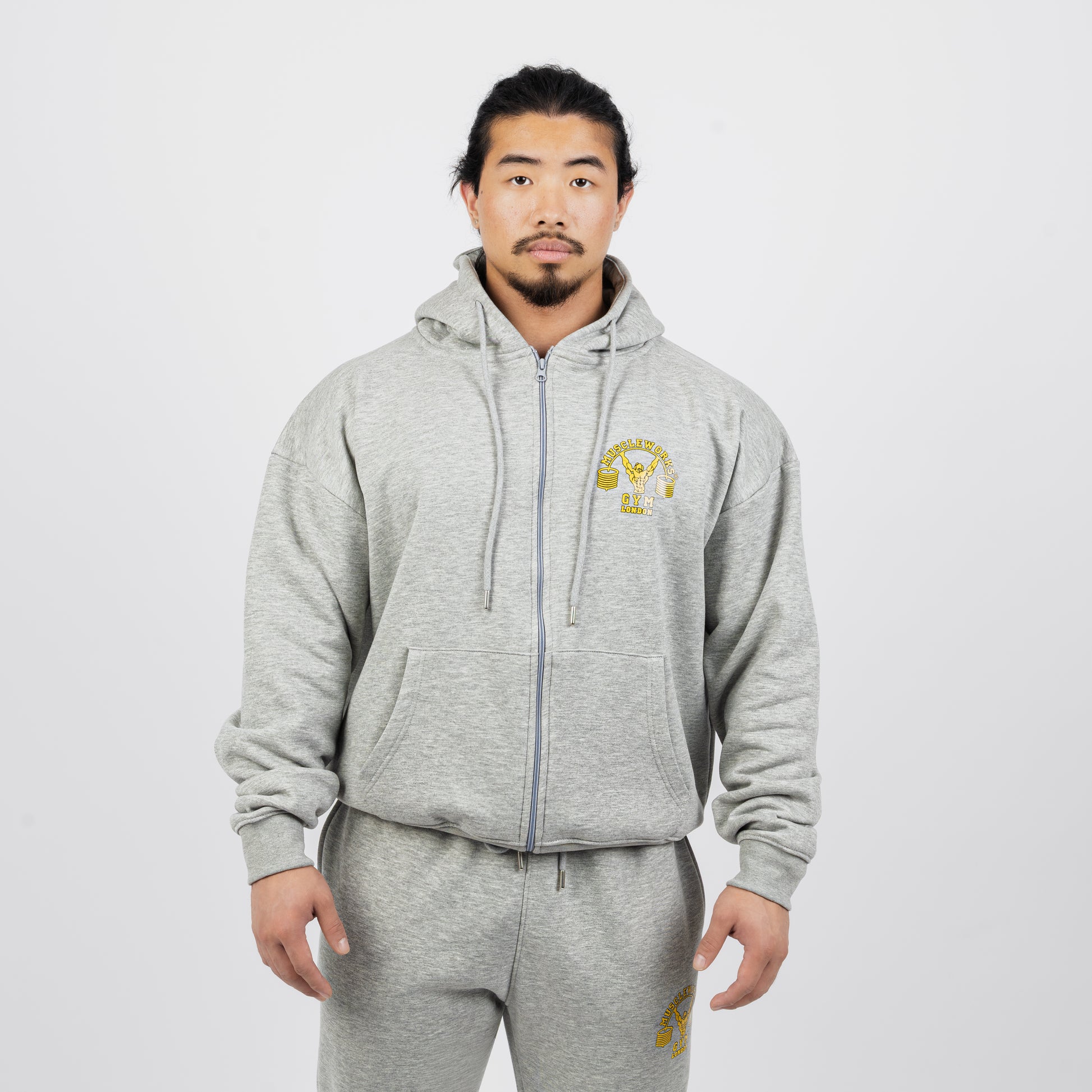 MW Oversized Zip Hoodie Grey Marl
