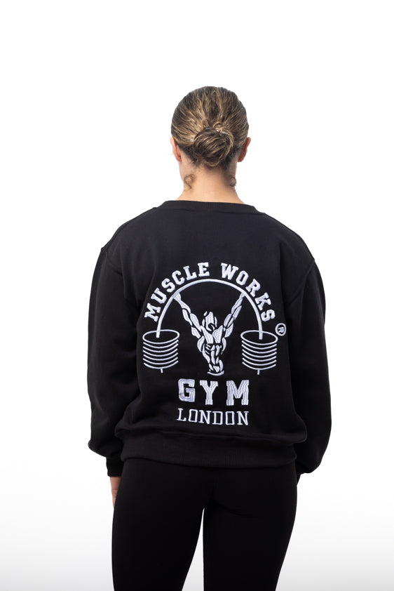 MW Women Crew Neck Black With White