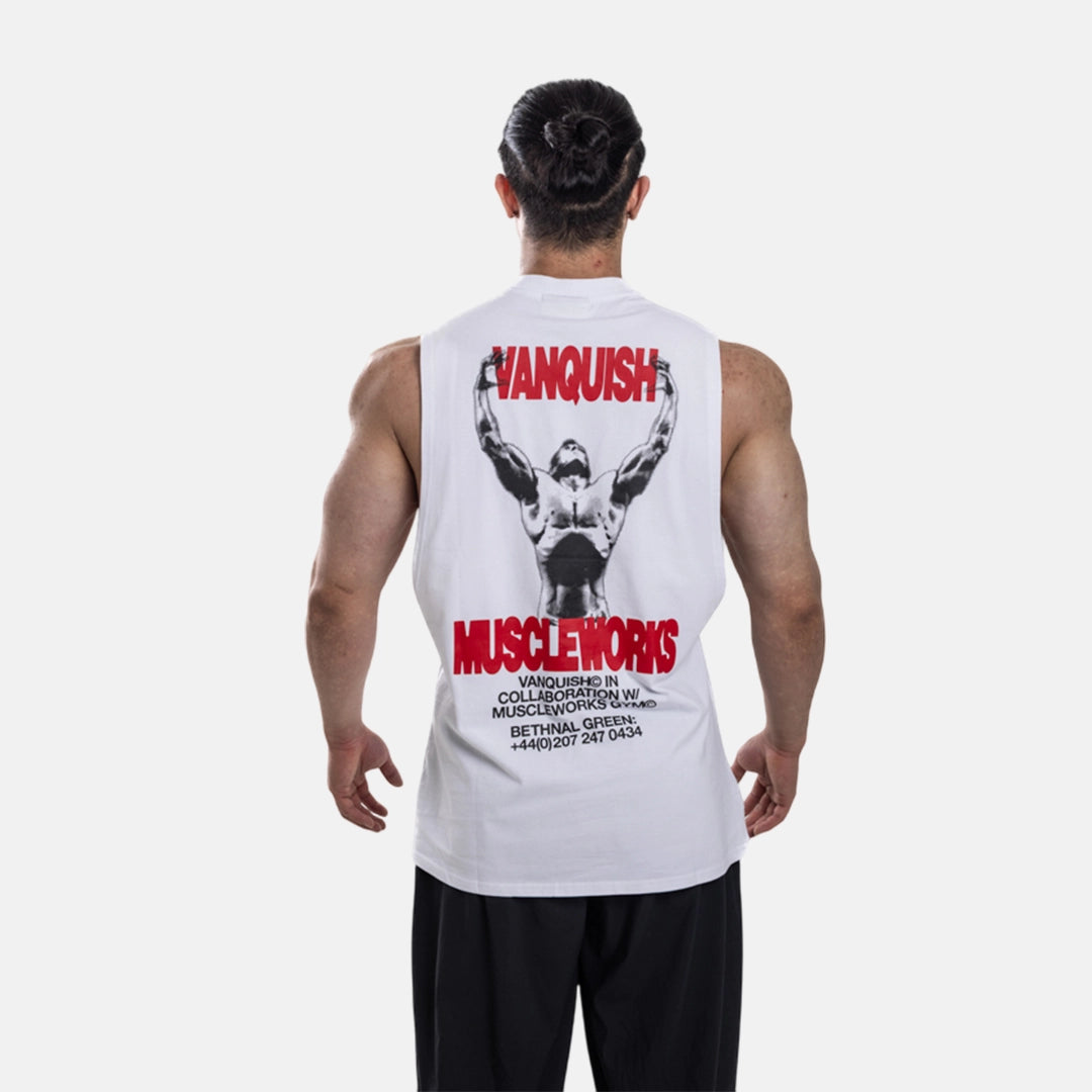 Vanquish X Muscleworks White Sleeveless T-Shirt