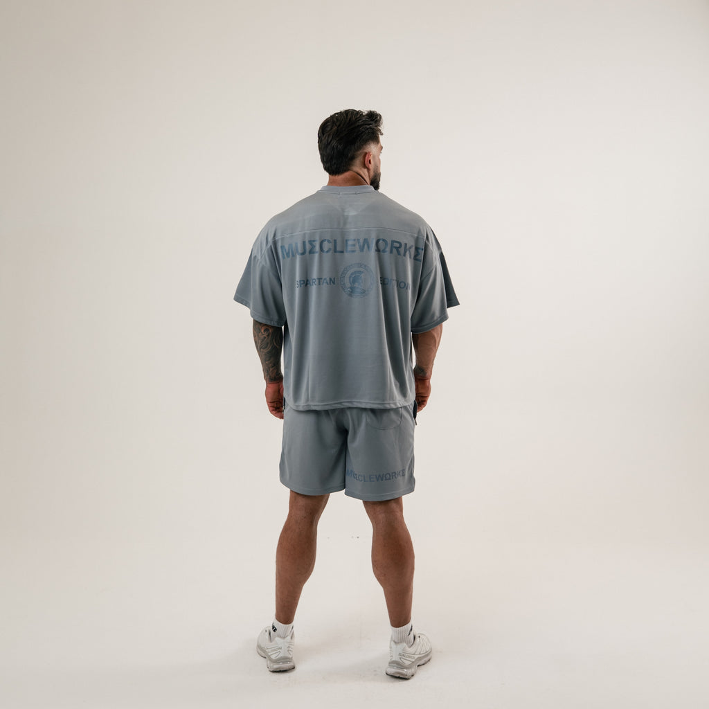 MW Spartan Edition Mesh Oversized T-Shirt – Steel Grey