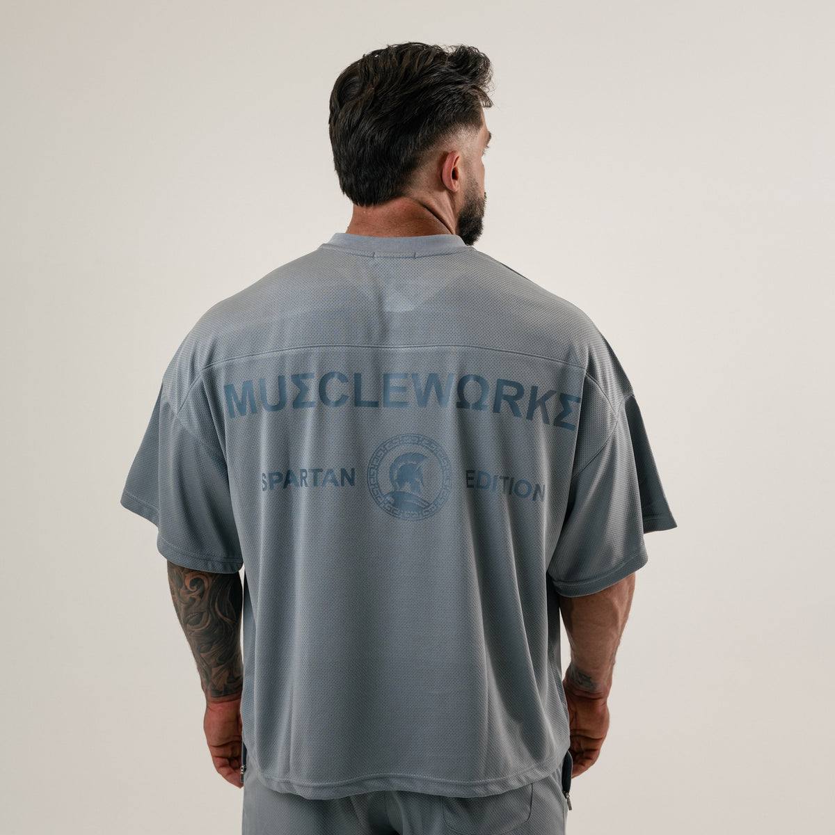 MW Spartan Edition Mesh Oversized T-Shirt – Steel Grey