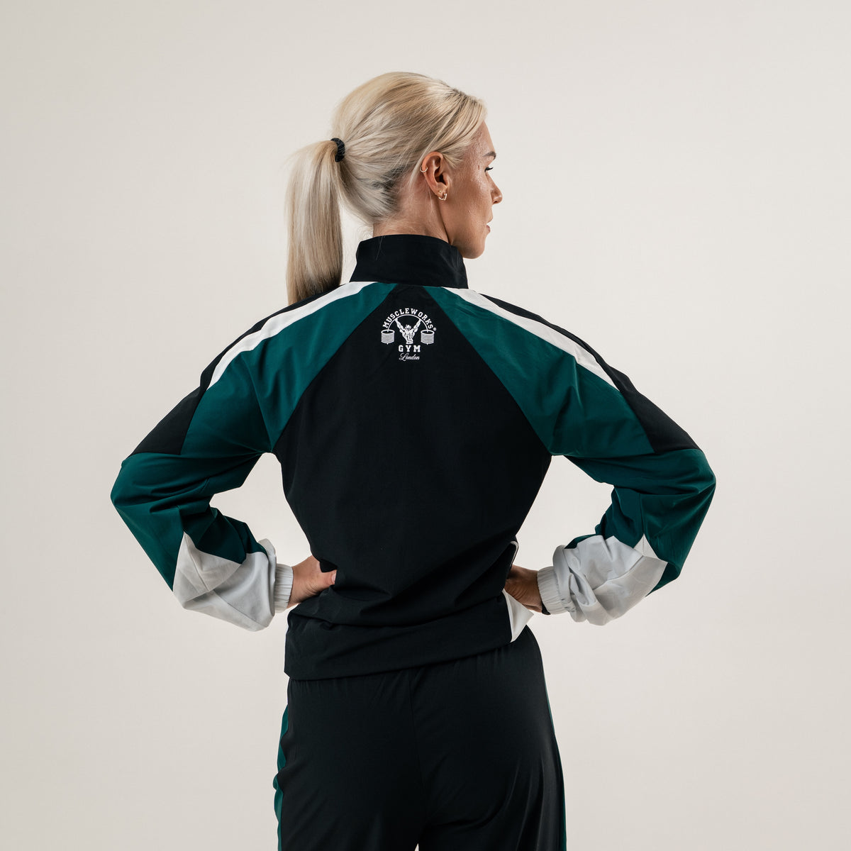 MW Unisex Retro Track Jacket — Black / Heritage Green