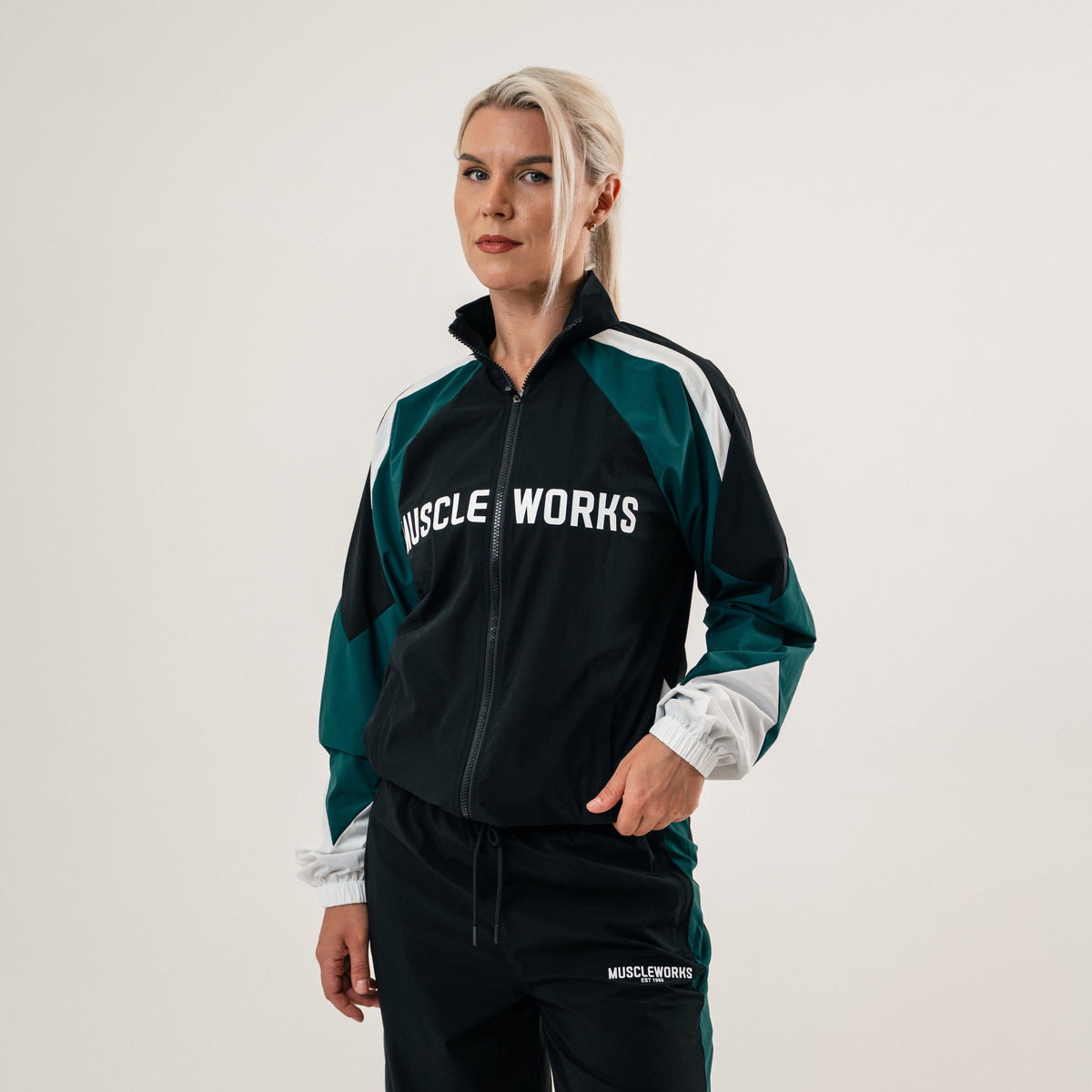 MW Unisex Retro Track Jacket — Black / Heritage Green