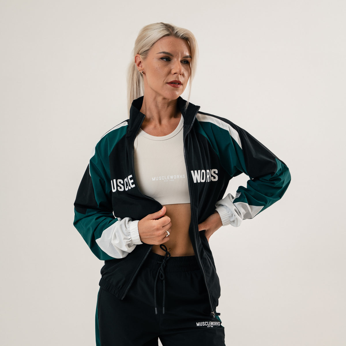MW Unisex Retro Track Jacket — Black / Heritage Green