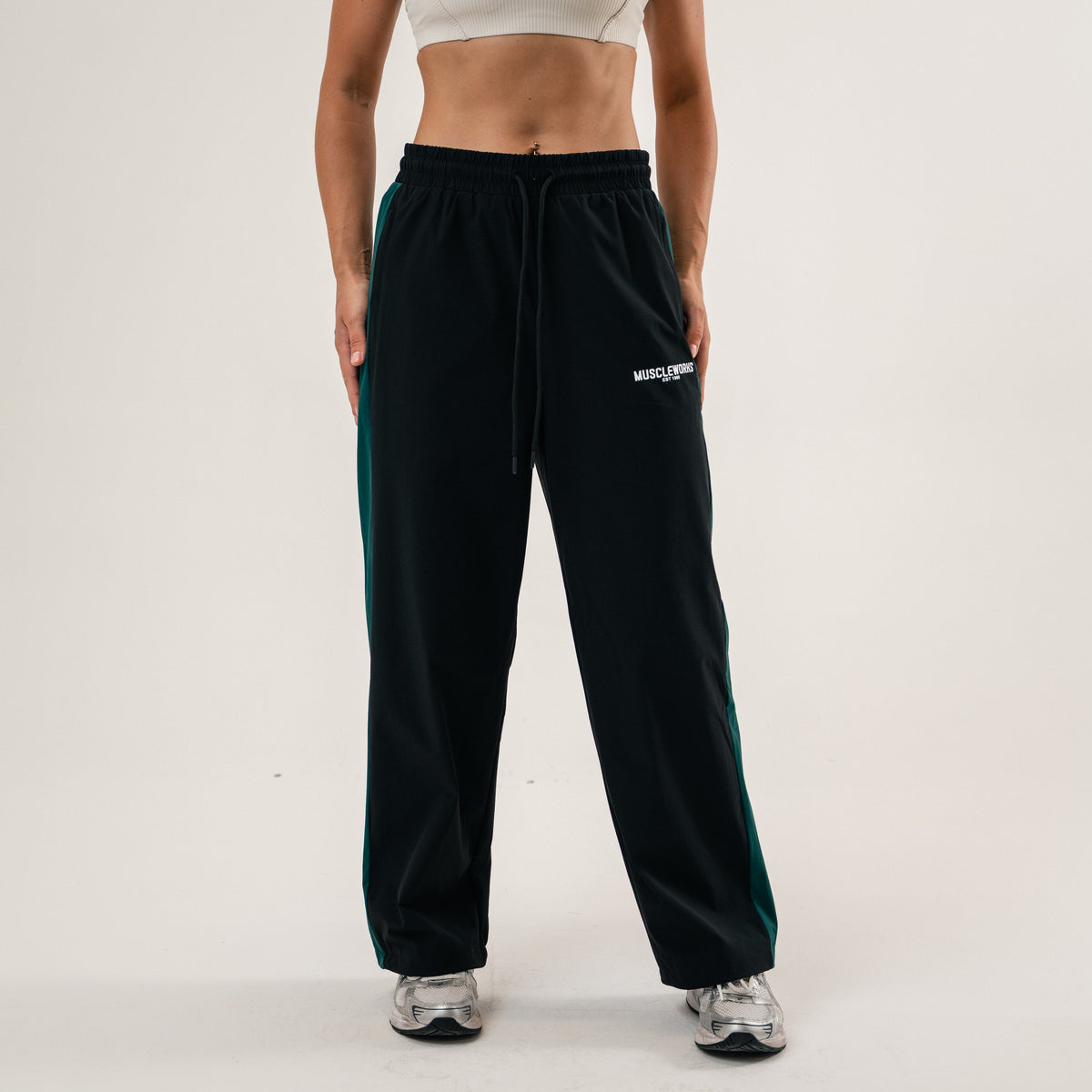 MW Unisex Retro Track Joggers - Black / Heritage Green