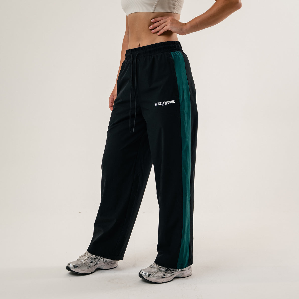 MW Unisex Retro Track Joggers - Black / Heritage Green