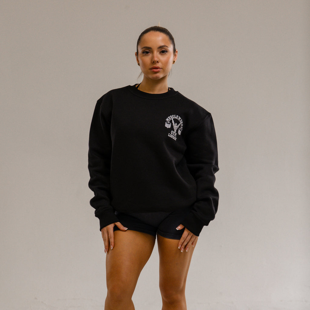 MW Women Crew Neck Black With White