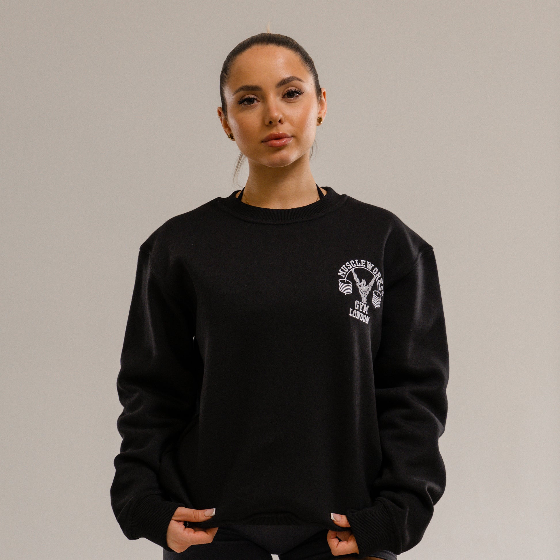 MW Women Crew Neck Black With White
