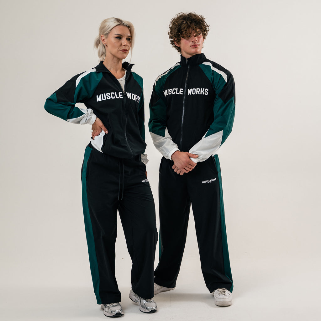 MW Unisex Retro Track Jacket — Black / Heritage Green