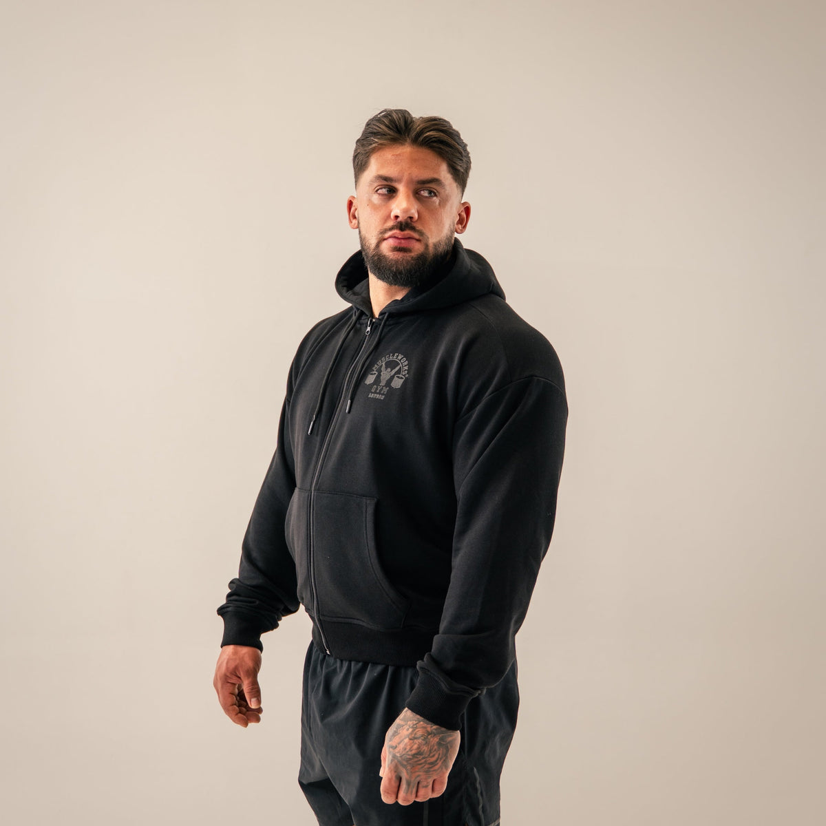 MW Oversized Zip Hoodie Black