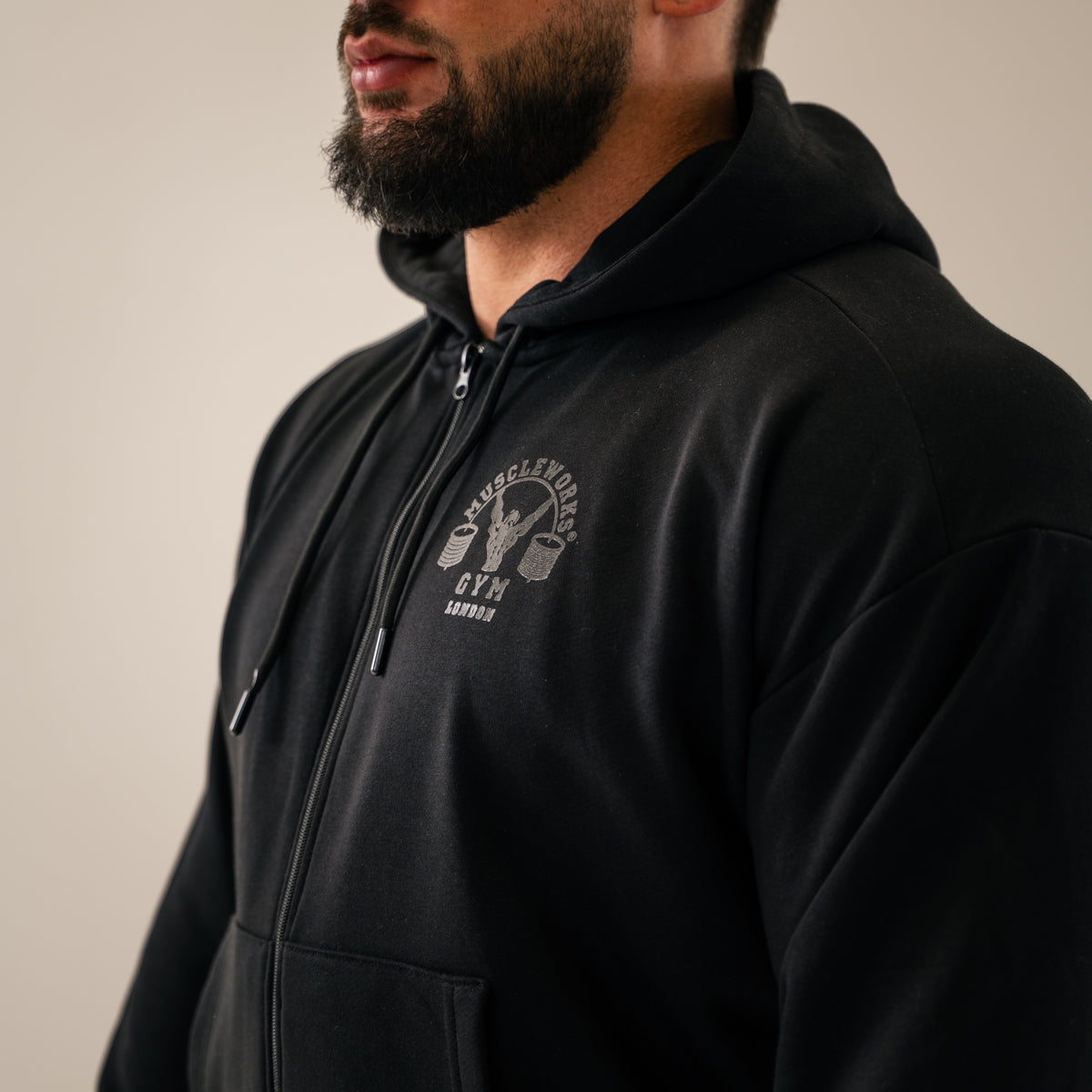 MW Oversized Zip Hoodie Black