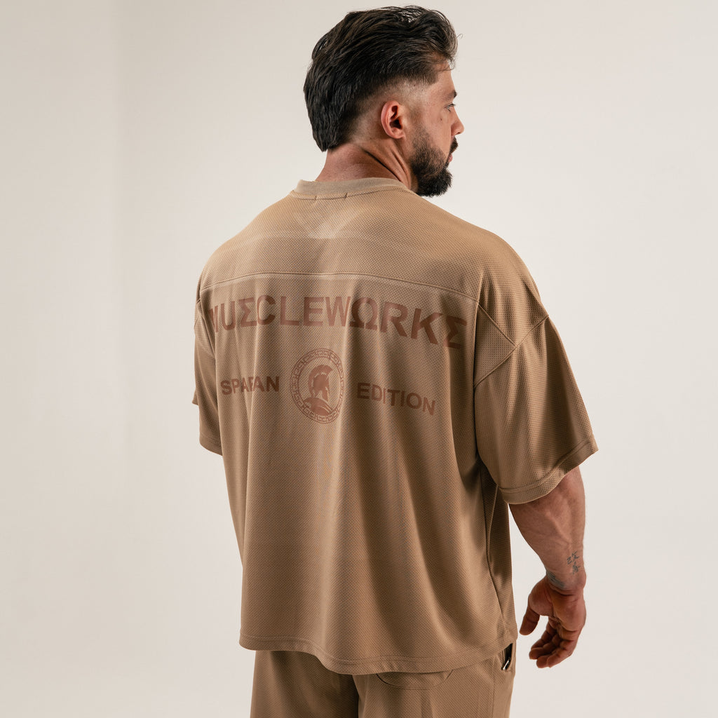 MW Spartan Edition Mesh Oversized T-Shirt – Beige