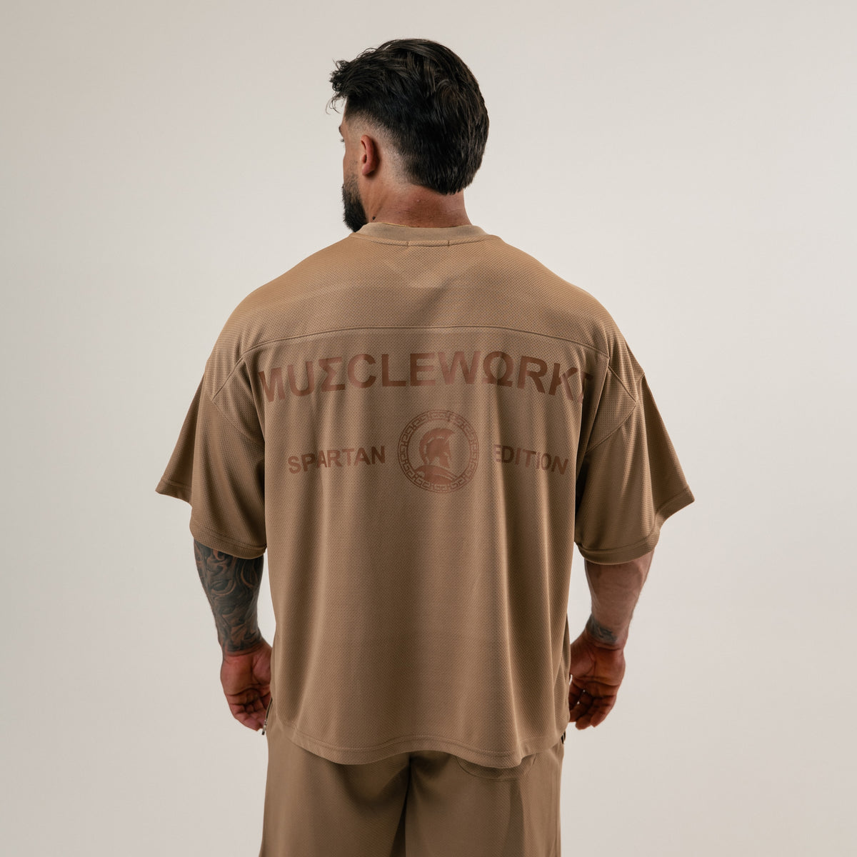 MW Spartan Edition Mesh Oversized T-Shirt – Beige