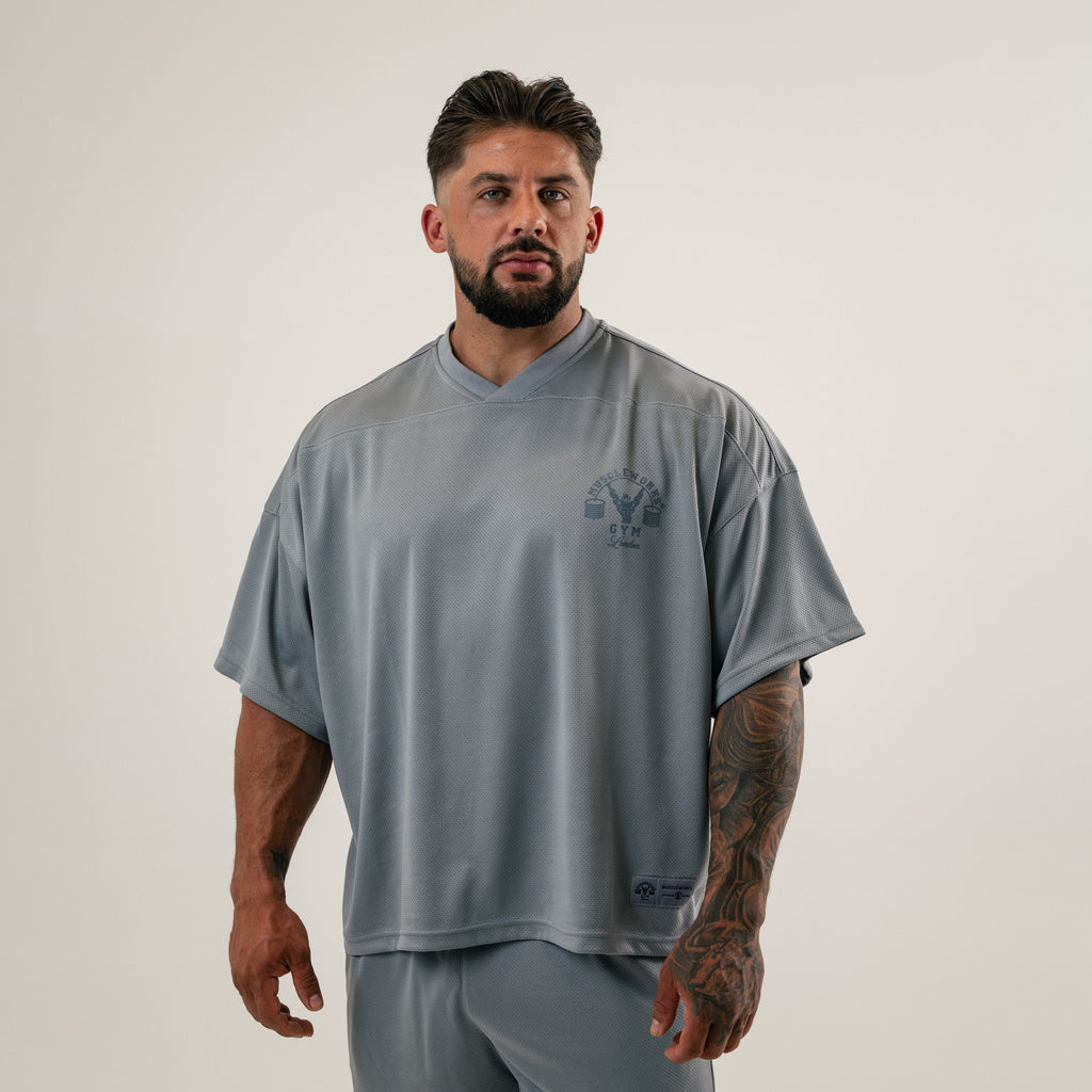 MW Spartan Edition Mesh Oversized T-Shirt – Steel Grey