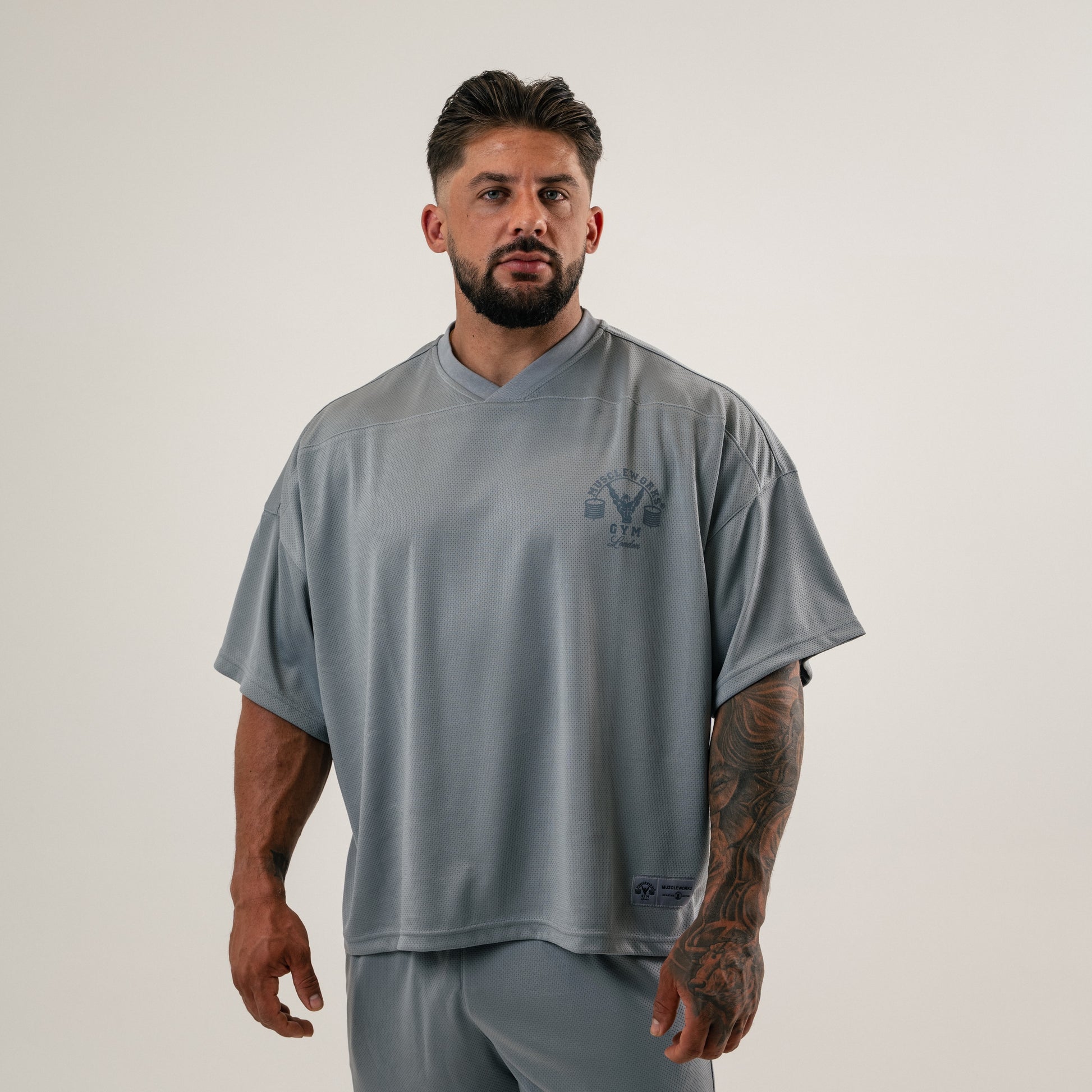 MW Spartan Edition Mesh Oversized T-Shirt – Steel Grey
